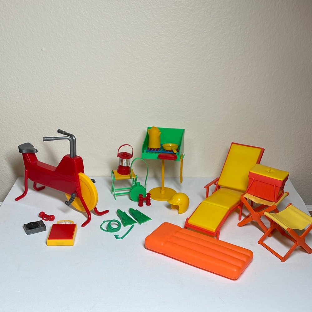 Barbie Fitness center, camping and Backyard Pool Accessories